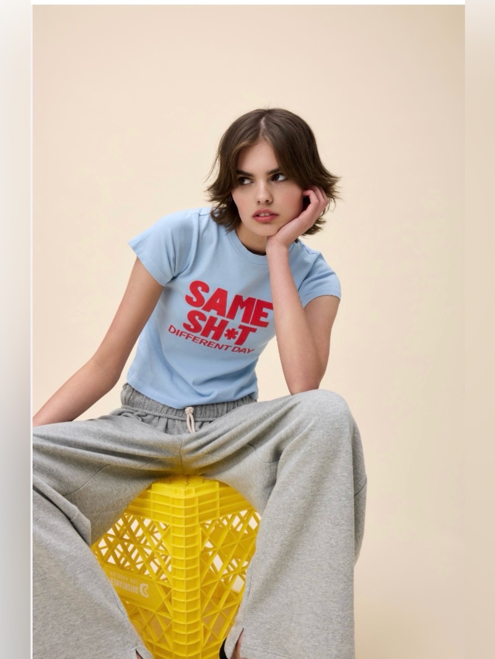 Daydreamer Light Blue Girls' Graphic Tee - 'Same Sh*t Different Day'